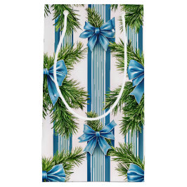 EVERGREEN GARLAND BLUE HOLIDAYS BOWS & STRIPES