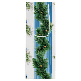 EVERGREEN GARLAND BLUE HOLIDAYS BOWS & STRIPES