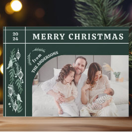 Evergreen Garland Modern One Photo jul Julkort