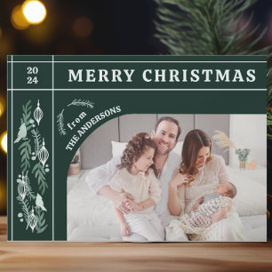Evergreen Garland Modern One Photo jul Julkort