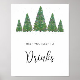 Evergreen gräs träd Drinks Poster