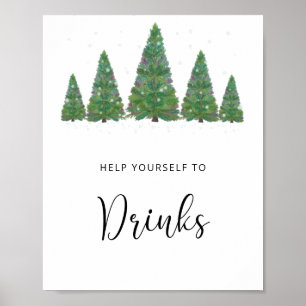 Evergreen gräs träd Drinks Poster