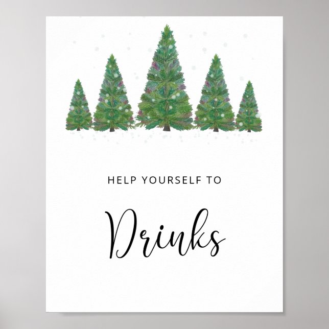 Evergreen gräs träd Drinks Poster (Framsidan)