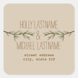 Evergreen Grenar Adress Sticker Fyrkantigt Klistermärke