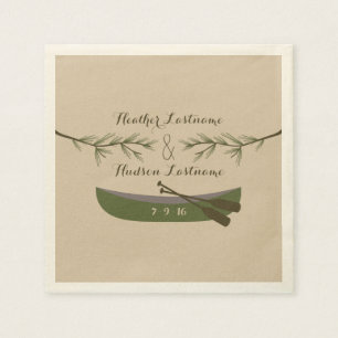 Evergreen Grenar + Canoe Bröllop Napkins Pappersservett