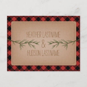 Evergreen Grenar Play Rustic Save Date Meddelande Vykort