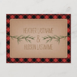 Evergreen Grenar Play Rustic Save Date Meddelande Vykort