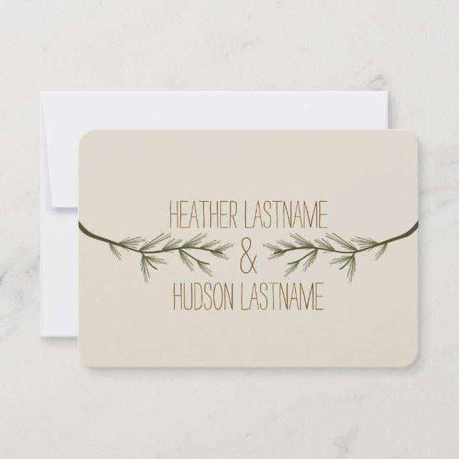 Evergreen Grenar Rustic Bröllop R.S.V.P. OSA Kort (Framsida)