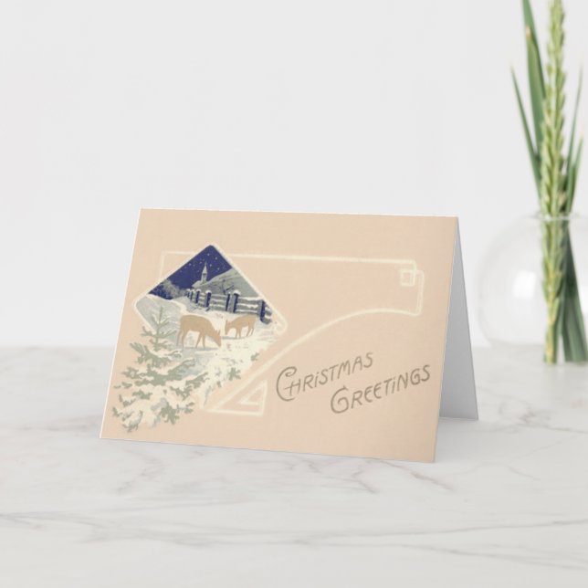 Evergreen Hjort Church Snö Helgkort (Framsida)