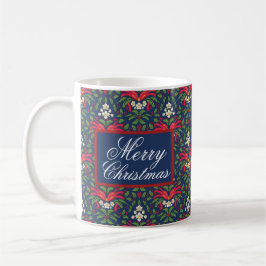 EVERGREEN HOLLY SCALET BERRIES TIES MED RED BOW KAFFEMUGG