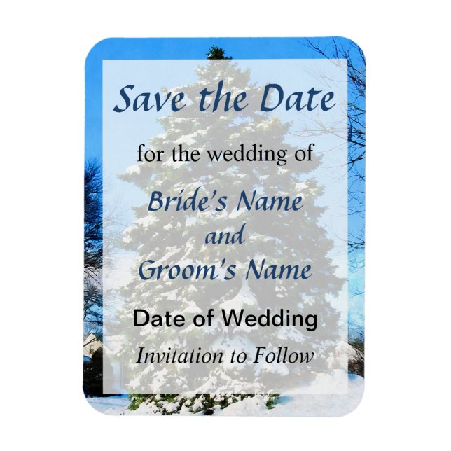 Evergreen in Winter Save Date Magnet (Vertikal)