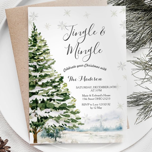 Evergreen Jingle & Mingle Winter Party-inbjudan Inbjudningar (Skapare uppladdad)