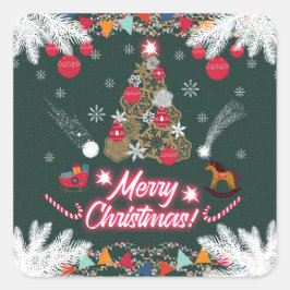 Evergreen Joy of Christmas Fyrkantigt Klistermärke