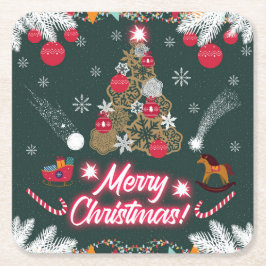 Evergreen Joy of Christmas Underlägg Papper Kvadrat