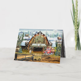 Evergreen jul Barn Helgdag Card 5"x7" Tack Kort