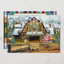 Evergreen jul Barn Helgdag Flat Card 5" x 7"