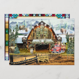 Evergreen jul Barn Helgdag Flat Card 5" x 7" Julkort