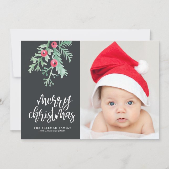 Evergreen jul-Helgdag-fotokort i skiffer Julkort (Framsida)