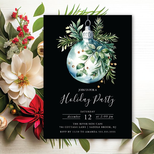 Evergreen jul Ornaments Julfest Inbjudningar (Skapare uppladdad)