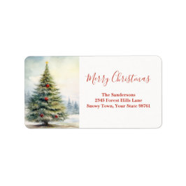 Evergreen Julgran Vintage Adressetikett