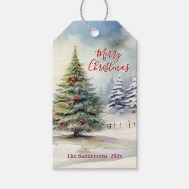 Evergreen Julgran Vintage Presentetikett (Framsidan)