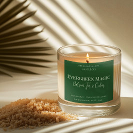 Evergreen Magic Christmas Candle Label | Custom Fyrkantigt Klistermärke