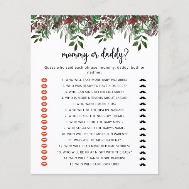 Evergreen mamma eller babyduschspel (Framsida)