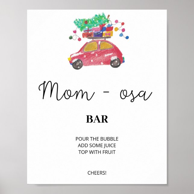 Evergreen mamma-osa pub-tecken. Winter momosa pub Poster (Framsidan)