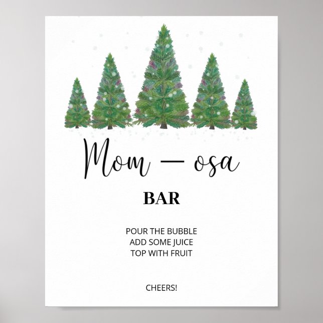 Evergreen mamma-osa pub-tecken. Winter momosa pub  Poster (Framsidan)