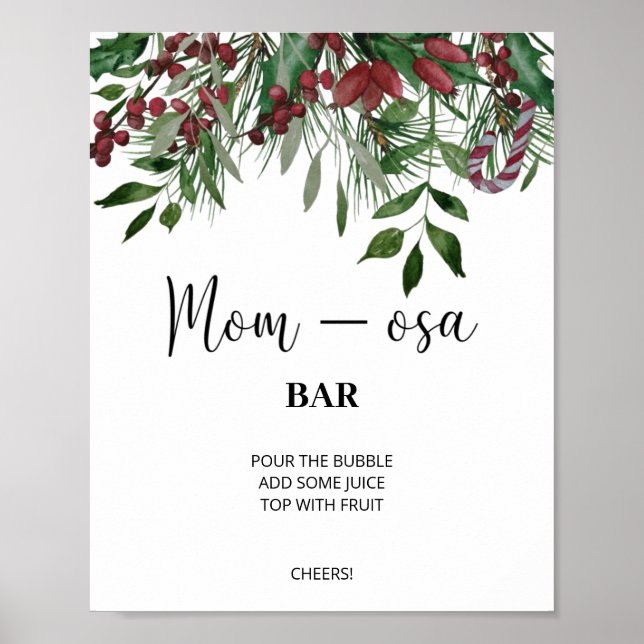 Evergreen mamma-osa pub-tecken. Winter momosa pub Poster (Framsidan)