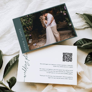 Evergreen Minimal Elopement Bröllop meddelande Inbjudningar