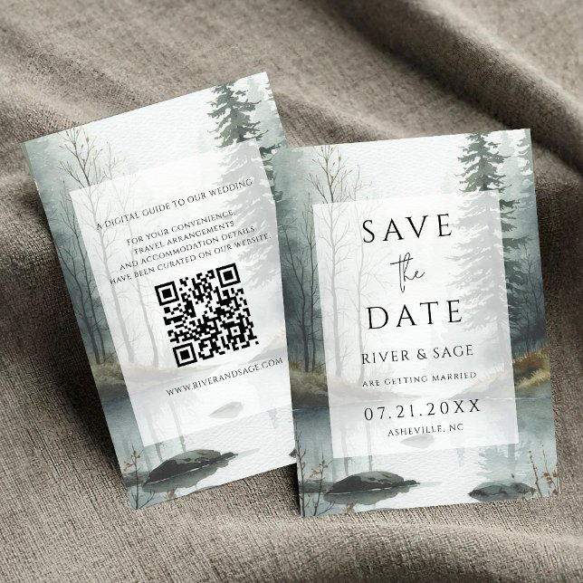 Evergreen Mist Forest QR Save the Date (Skapare uppladdad)