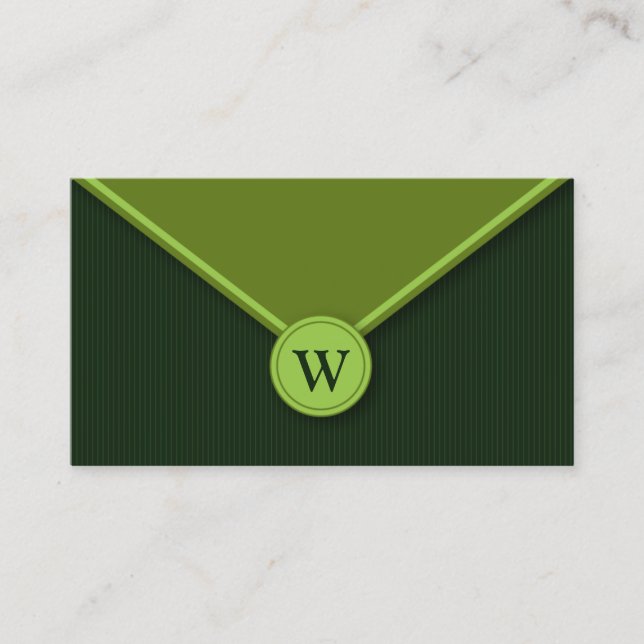 Evergreen Monogram-Affärskort för Elegant Visitkort (Framsida)