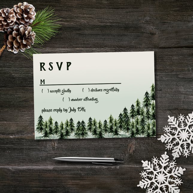 Evergreen Mountain Forest Grönt White Black OSA Kort (Skapare uppladdad)