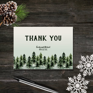 Evergreen Mountain Forest Grönt White Black Tack Kort