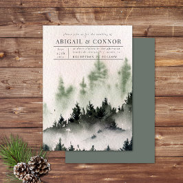 Evergreen Mountain Mist Rustic Winter White Grått Inbjudningar