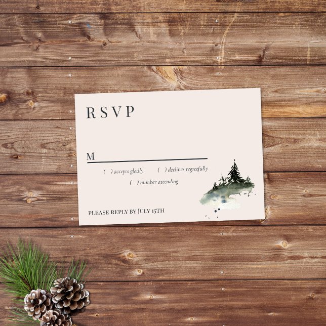 Evergreen Mountain Mist Rustic Winter White Grått OSA Kort (Skapare uppladdad)
