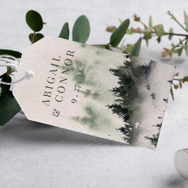Evergreen Mountain Mist Rustic Winter White Grått Presentetikett