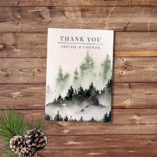 Evergreen Mountain Mist Rustic Winter White Grått Tack Kort