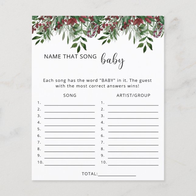 Evergreen Namn den där sång-babyduschspelet (Framsida)