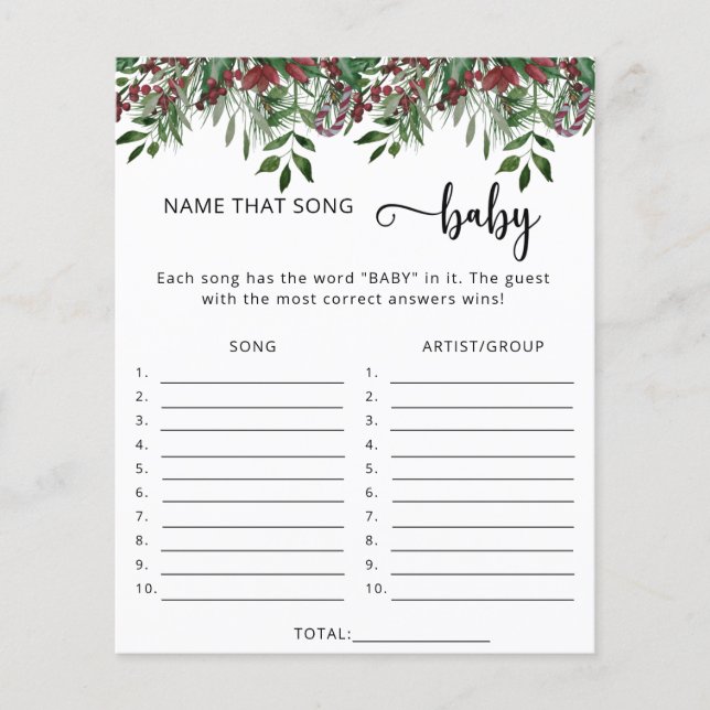 Evergreen Namn den där sång-babyduschspelet (Framsida)