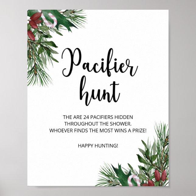 Evergreen nappar jagar babyduschspel poster (Framsidan)