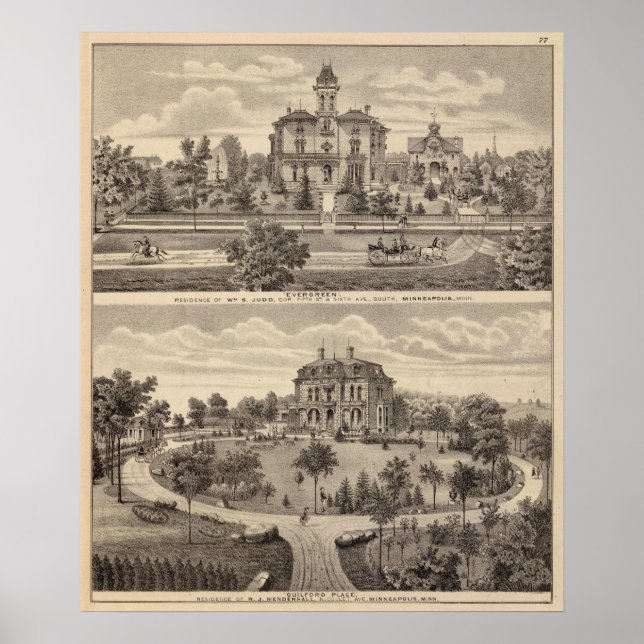 Evergreen och Guilford Ställe, Minnesota Poster (Framsidan)