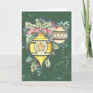 Evergreen och Guld II-design på hälsningskort Helgkort