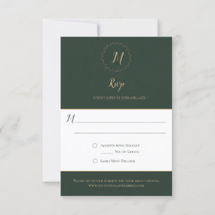 Evergreen och Guld Monogram Lodrät OSA kort