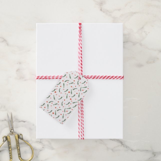 Evergreen och Red Helgdag Presentetikett (Med Snöre)