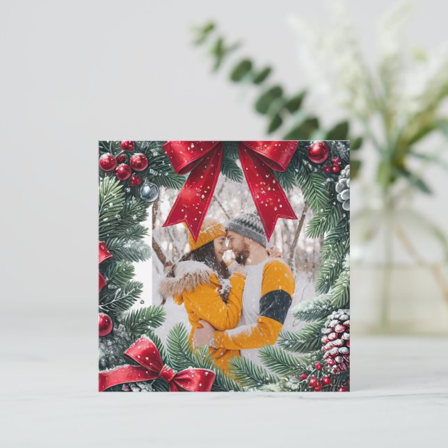 Evergreen Photo gräns för jul Julkort (Stående Fram)