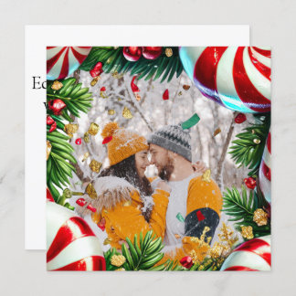 Evergreen Photo gräns med Mints för jul Julkort