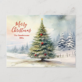Evergreen Pine Tree Vintage Christmas Postcard Helg Vykort