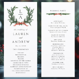 Evergreen Pine Wreath Wedding Ceremony Program